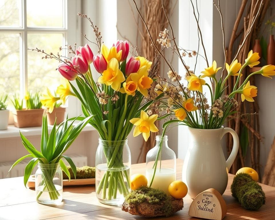 Frühlingsdeko mit natürlichen Dekoelementen