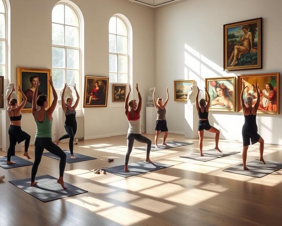 Kunstausstellung mit Yoga-Elementen