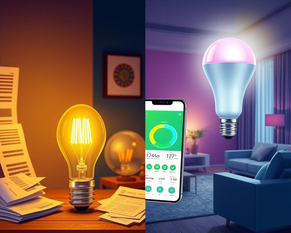 Vergleich herkömmlicher und smarter Lampen