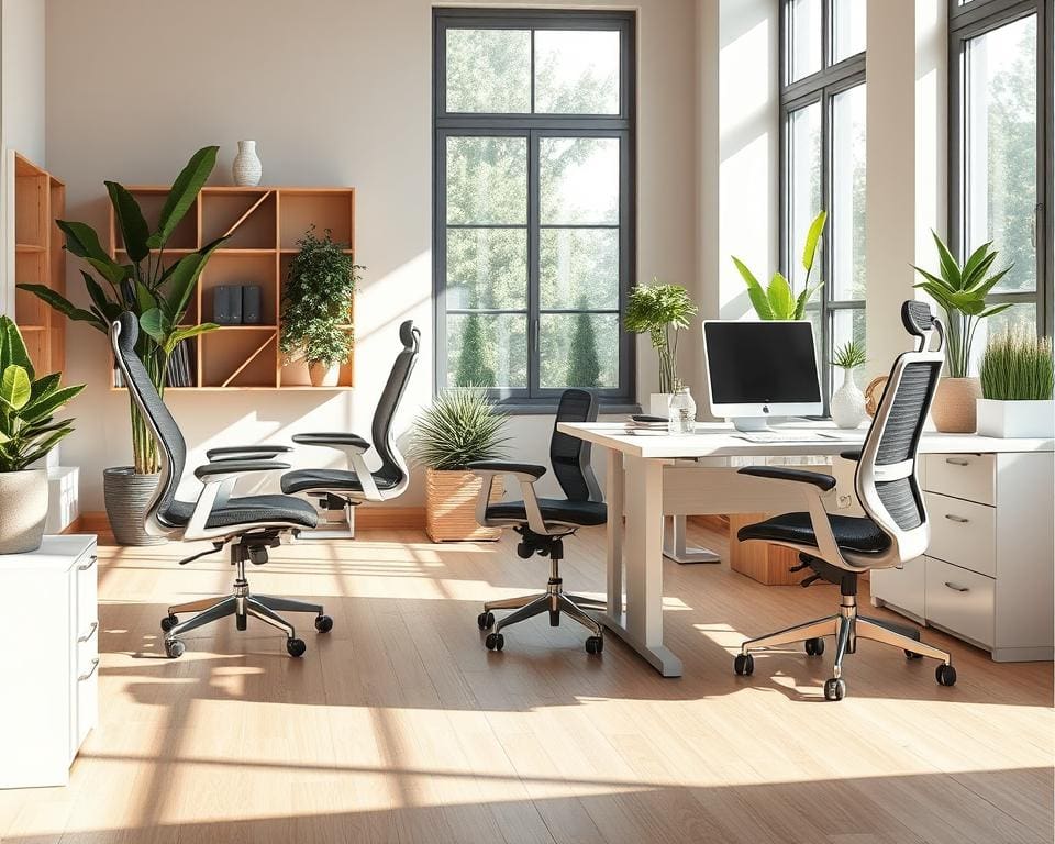 ergonomische Bürostühle und Schreibtisch