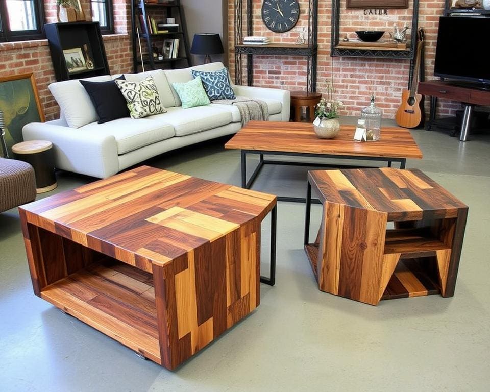 Couchtische aus Holz mit industriellem Flair