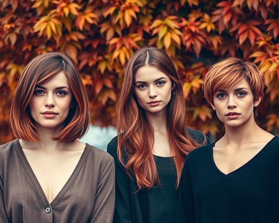 Herbstlook mit Kurzhaarschnitten und langen Haaren