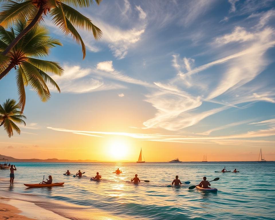 Wassersportmöglichkeiten und Sonnenuntergänge am Strand