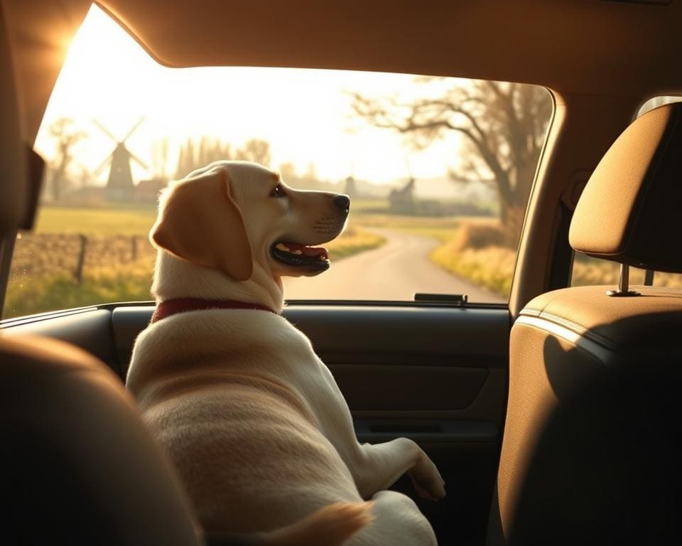 Hund im Auto nach Holland