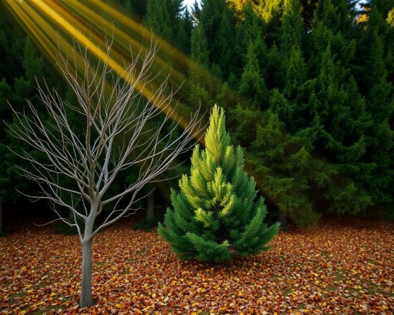 Wie unterscheiden sich laublose und immergrüne Arten?