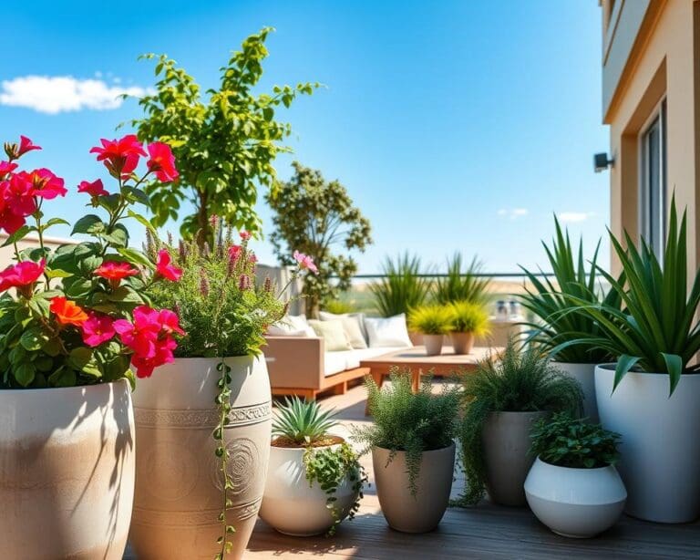 Moderne Pflanzideen für sonnige Terrassen
